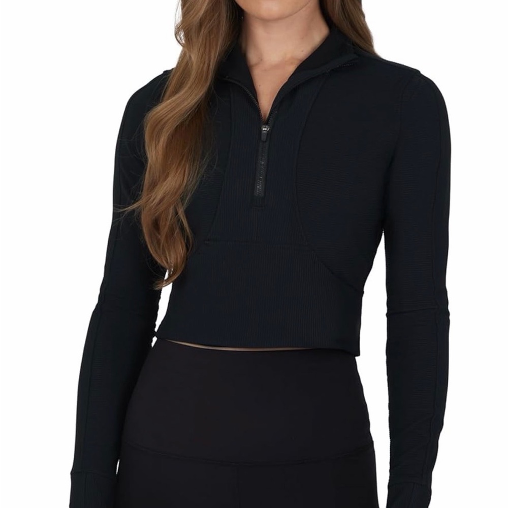 90 Degree By Reflex Black Long Sleeve Crop Top
